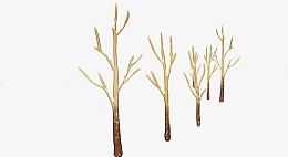 黄色卡通干枯树干手绘人物