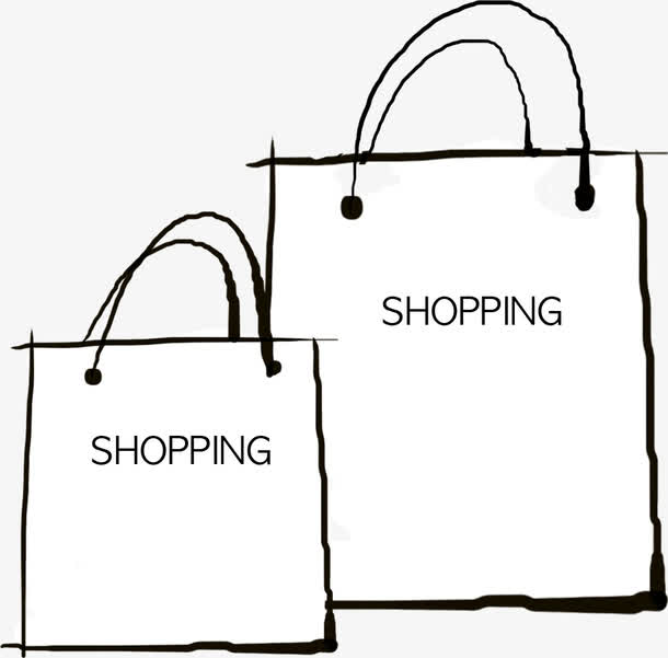 手绘黑色线条购物袋