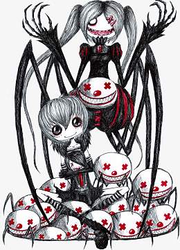 恐怖涂鸦女孩手绘人物