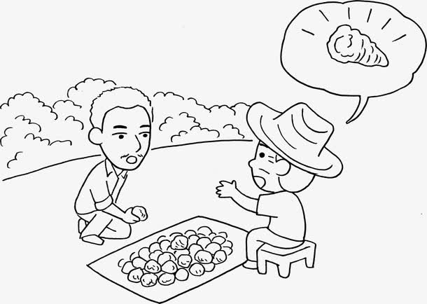 手绘野外买水果风景