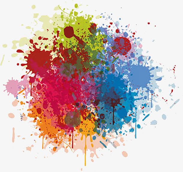 彩色颜料毛笔字涂鸦