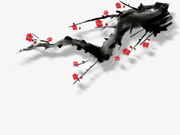 高清水墨树枝装饰
