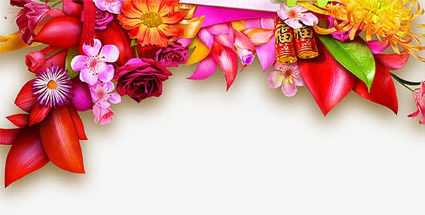 高清彩色中国风花朵装饰