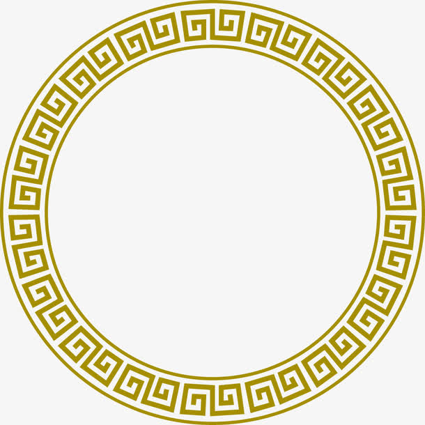 中国风黄色花纹圆形装饰