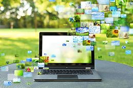 电脑与格子风景