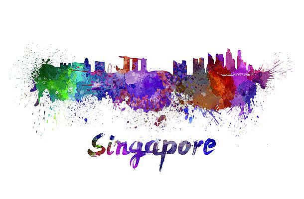 新加坡水彩插画