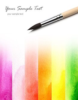 梦幻水彩背景与毛笔