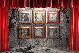 欧式相框与幕布背景