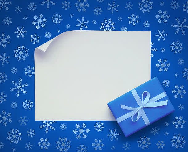 雪花底纹背景与礼物纸张