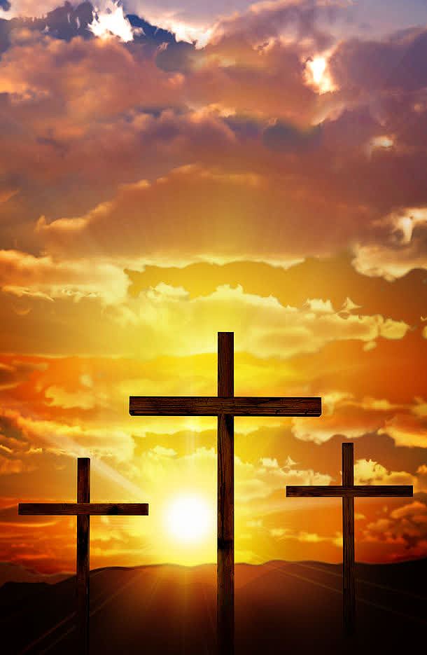 十字架与日出美景