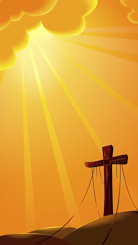 受难日png峡谷中的教堂png复活节日出png矢量卡通十字素材png天空下