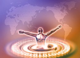 世界地图与人体创意海报高清