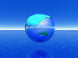 海面上的蓝色地球模型高清