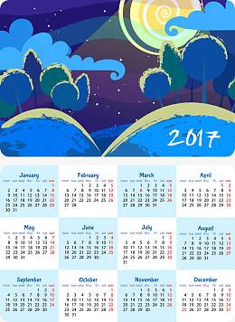 矢量2017年日历