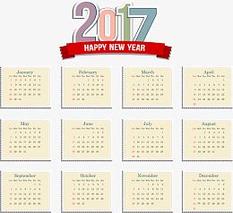 矢量红色彩带日历