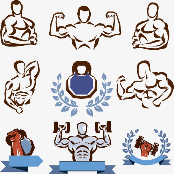 手绘健身logo素材