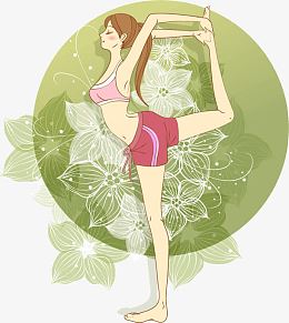 墨绿色韩国矢量美女瑜伽