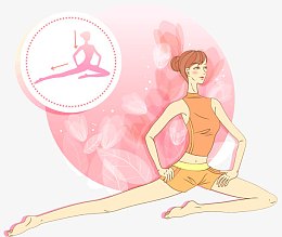 橙黄色韩国矢量美女瑜伽