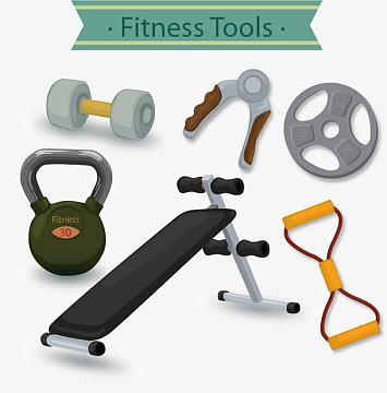 卡通健身器材矢量图