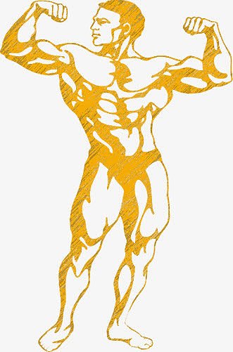 肌肉男png健身图标运动小人素描 健身png卡通杠铃举重人物aipng卡通