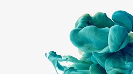 蓝绿色创意烟雾ppt模板