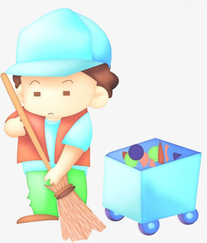 扁平卡通人物造型清洁工