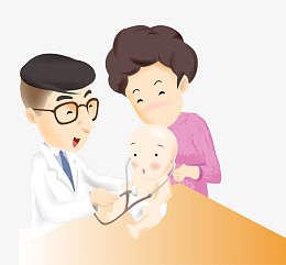 卡通医生看护孩子