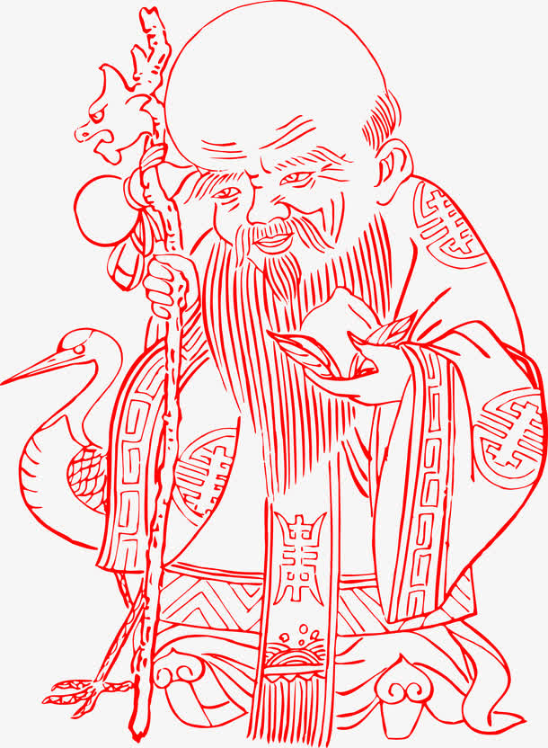 红色寿星人物传统素材免费下载_觅元素