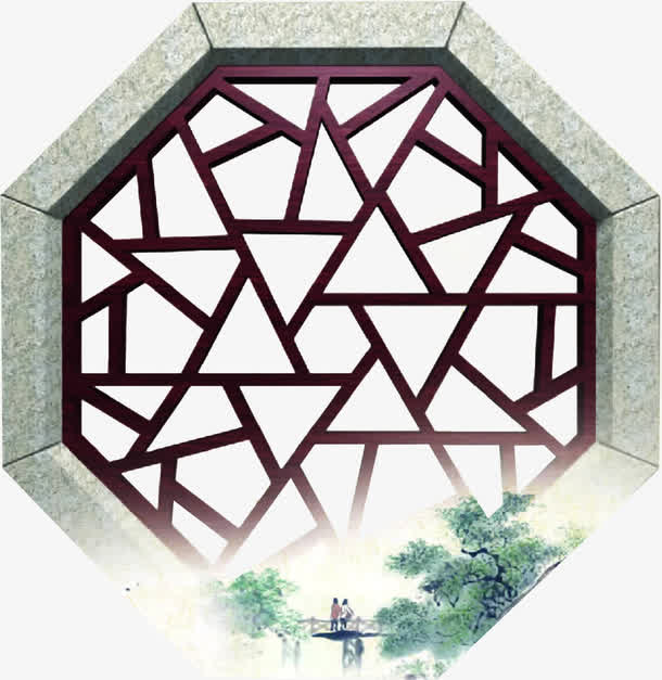 中国风纹理窗户装饰