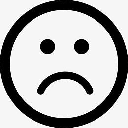 悲伤的脸在圆形广场图标