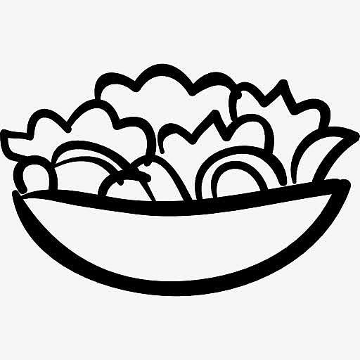 沙拉碗手绘食品图标