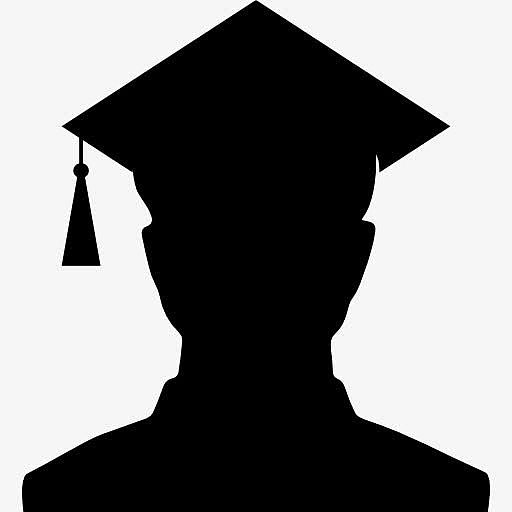 男性大学毕业生的轮廓与帽图标