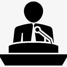 人在麦克风上演示图标