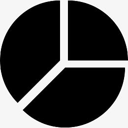 饼图分为三个相等的部分，图标