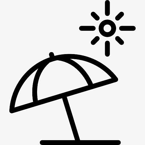 沙滩伞、太阳图标
