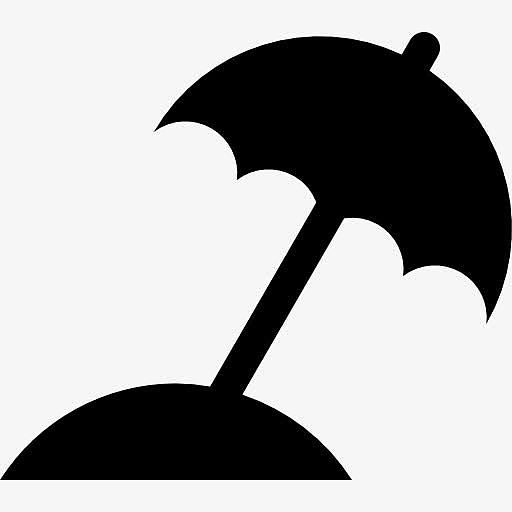 沙滩伞黑色的剪影图标