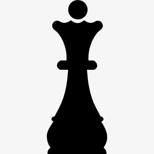 皇后棋子黑色形状图标