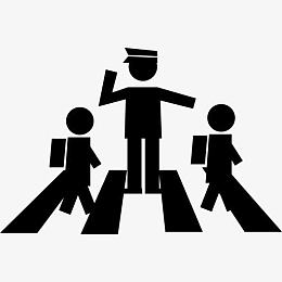 学生过街有交通警卫图标