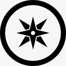 罗盘圆形按钮与风星符号图标