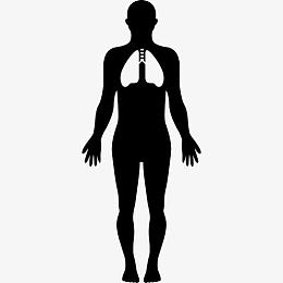 人的剪影与集中在肺部图标