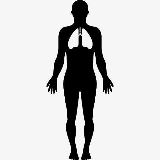 人的剪影与集中在肺部图标