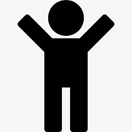 男人的轮廓和举起手臂图标