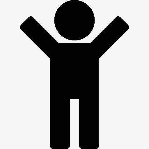 男人的轮廓和举起手臂图标
