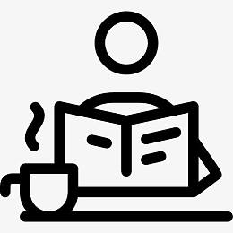 早上的报纸和咖啡图标