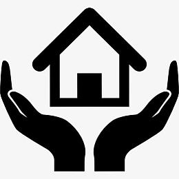 家庭保险的象征，房子在手图标