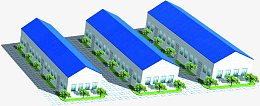 鸟瞰蓝色厂房建筑