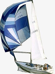 蓝色线条帆船装饰