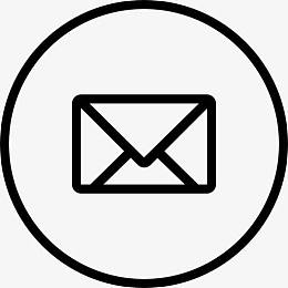 在圆形概述按钮上的新邮件信封背面符号图标