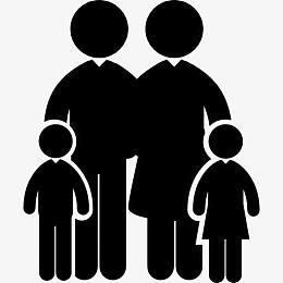 四口之家有两个未成年人和两个成年人图标