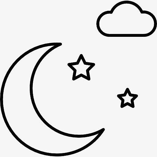 半个月亮星星和云图标